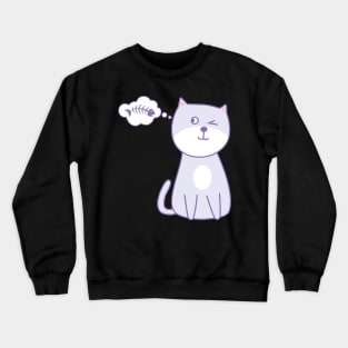 cat thinking about fish Crewneck Sweatshirt